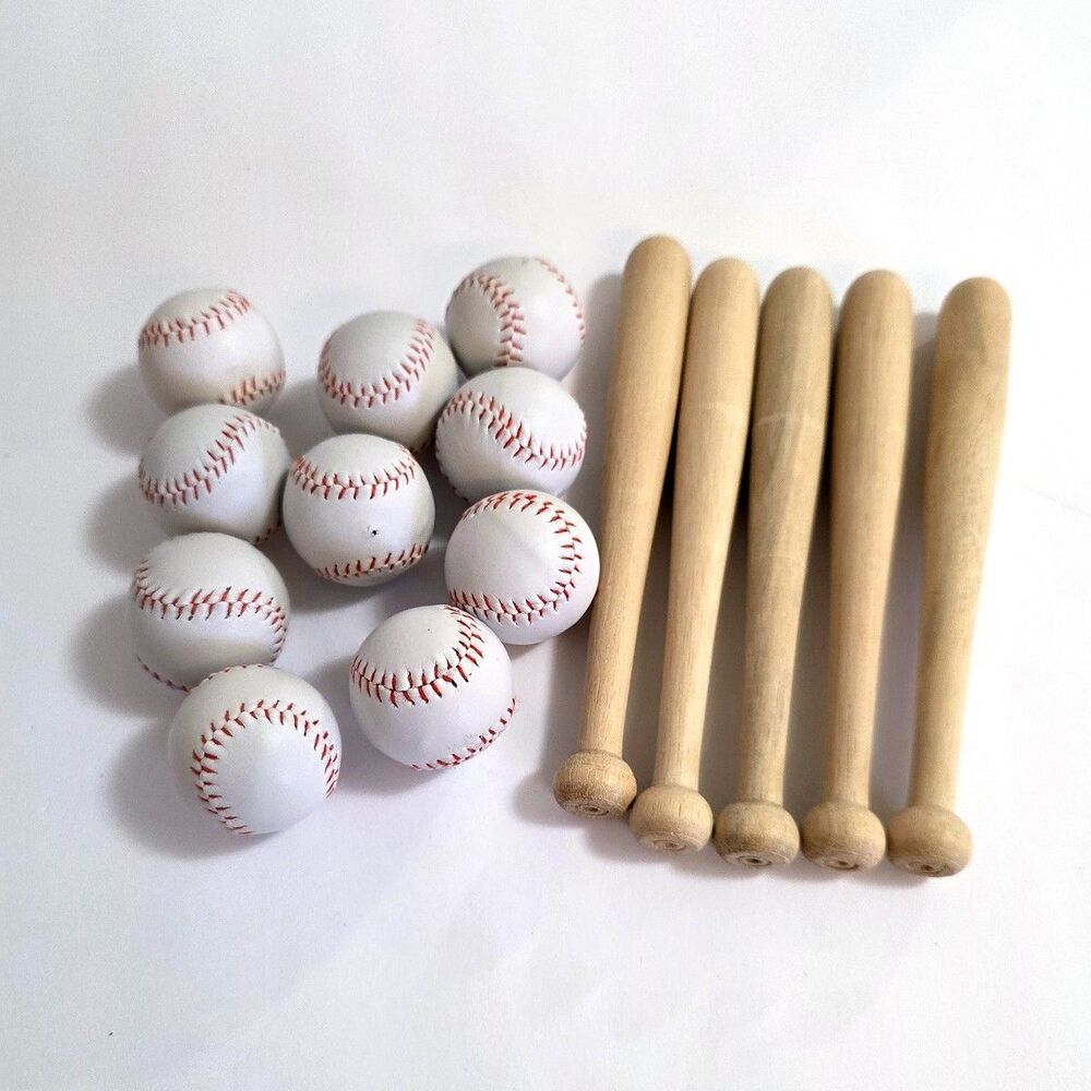 Lot of Vintage Doll-size Softballs and bats 10 + 5 READ